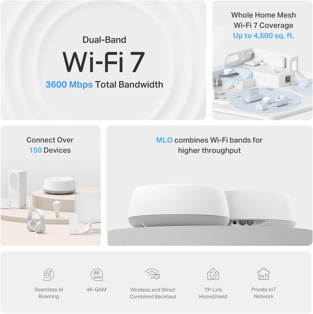 TP-Link Deco 7 BE23 Sistema Wi-Fi de doble banda BE3600 WiFi 7 Mesh...