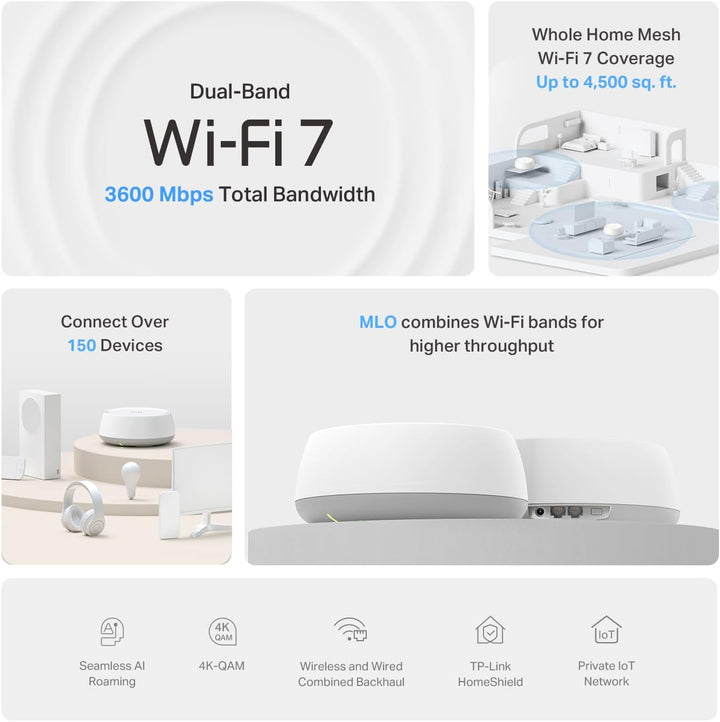 TP-Link Deco 7 BE23 Sistema Wi-Fi de doble banda BE3600 WiFi 7 Mesh...