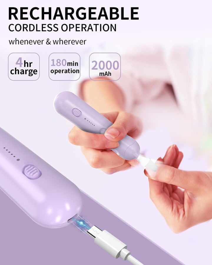 Juego de limas de uñas eléctricas inalámbricas, herramientas de ped...
