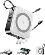 10000mAh para cargador portátil Magsafe Cables integrados y enchufe, Blanco