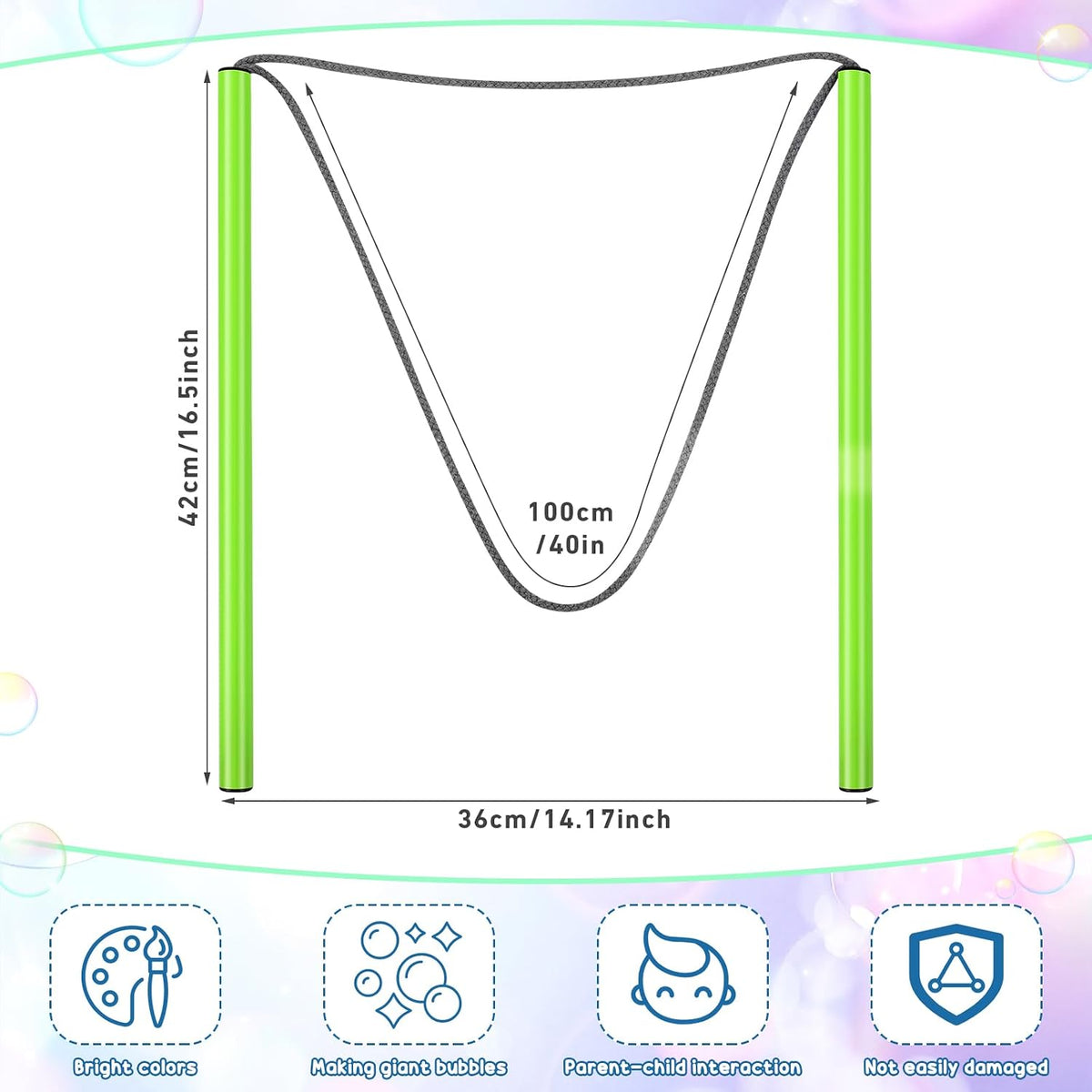 FairySandy 8 varitas de burbujas gigantes para niños, verdes, elegantes