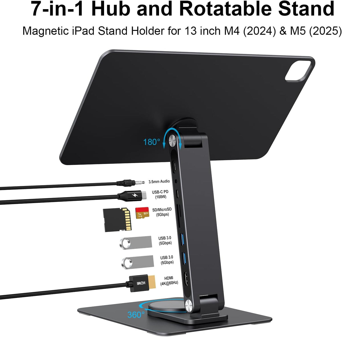 Hub de soporte magnético para iPad Pro de 13 pulgadas, estación de
