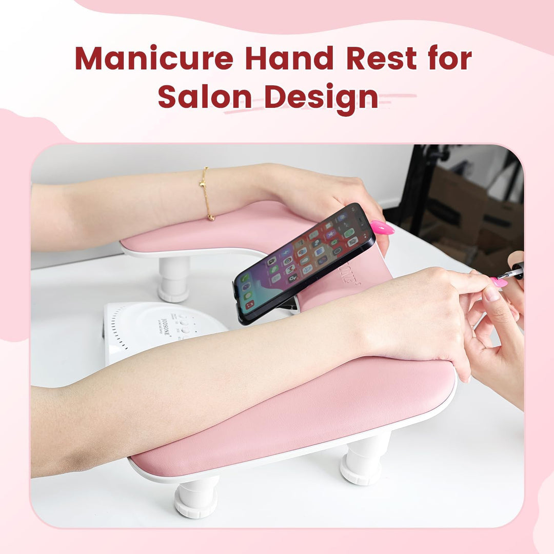 JODSONE Reposabrazos de manicura en forma de U rosa para uñas con s...