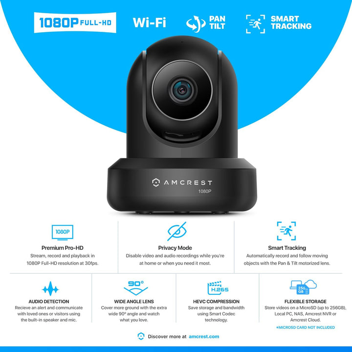 Amcrest Paquete de 2 cámaras WiFi de 1080p para interiores, cámara...