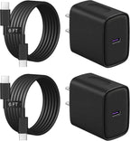 Cargador de carga rápida para iPhone 17, 16, 15, paquete de 2+2 cargadores de pared USB C de 20 W con cable de carga rápida de 6 pies compatible con iPhone 17/17 Air/17 Pro/17 Pro Max/iPhone 16/15
