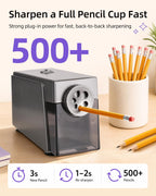 Sacapuntas eléctrico, resistente para aula, 0.23 a 0.47 pulgadas, color plateado