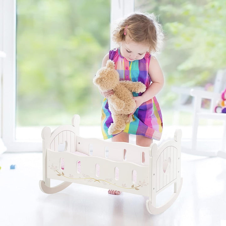 ROBUD Cuna de madera para muñecas, juguetes de cama de muñeca, se a...
