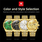OLEVS Reloj para hombres, cuarzo, acero inoxidable, vestir, impermeable, luminoso