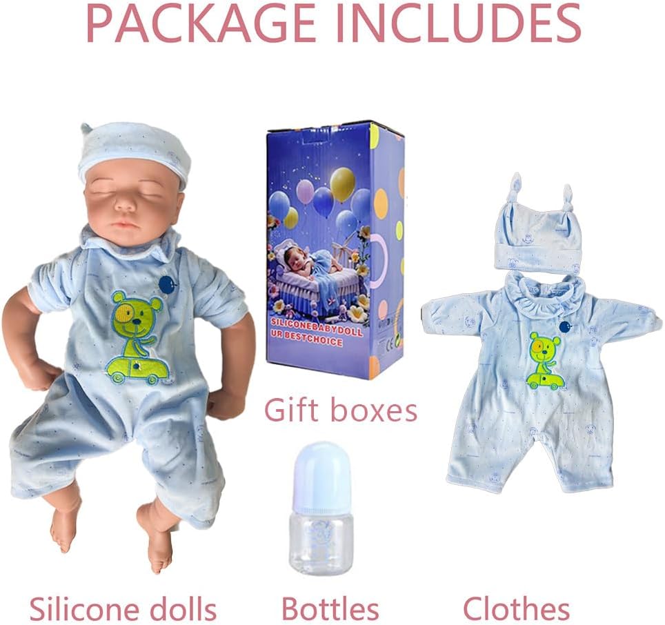 Niño de 18.5 pulgadas, muñeca de bebé de silicona completa, muñecas...