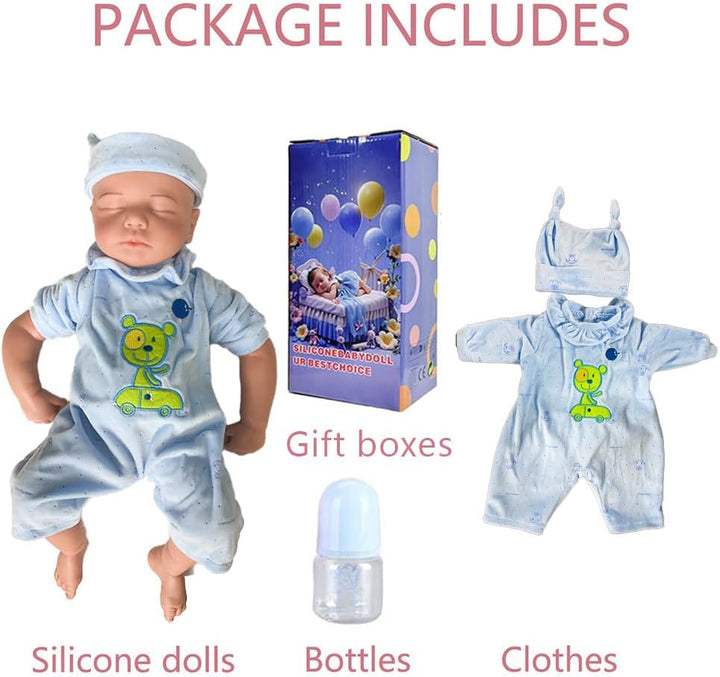 Niño de 18.5 pulgadas, muñeca de bebé de silicona completa, muñecas...