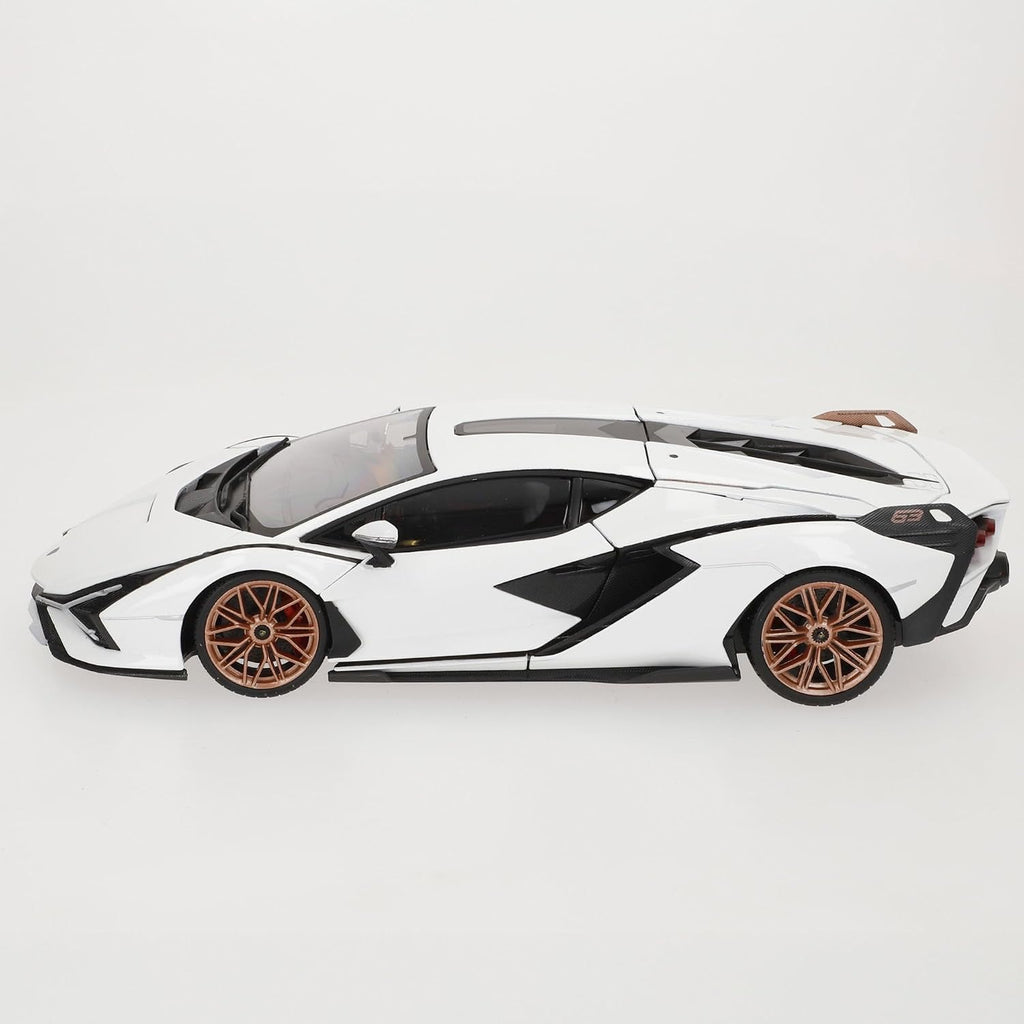 Bburago - Lamborghini Sian FKP 37, 1:18 escala de coche de metal a escala, blanco, 3+