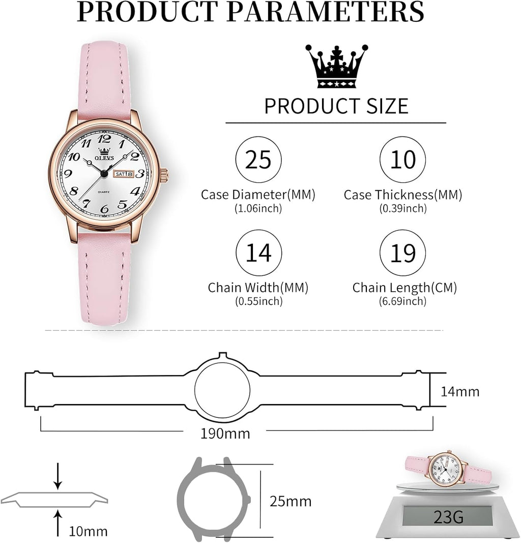 OLEVS Relojes de cuero para mujer lujo moda vestir impermeable cuarzo