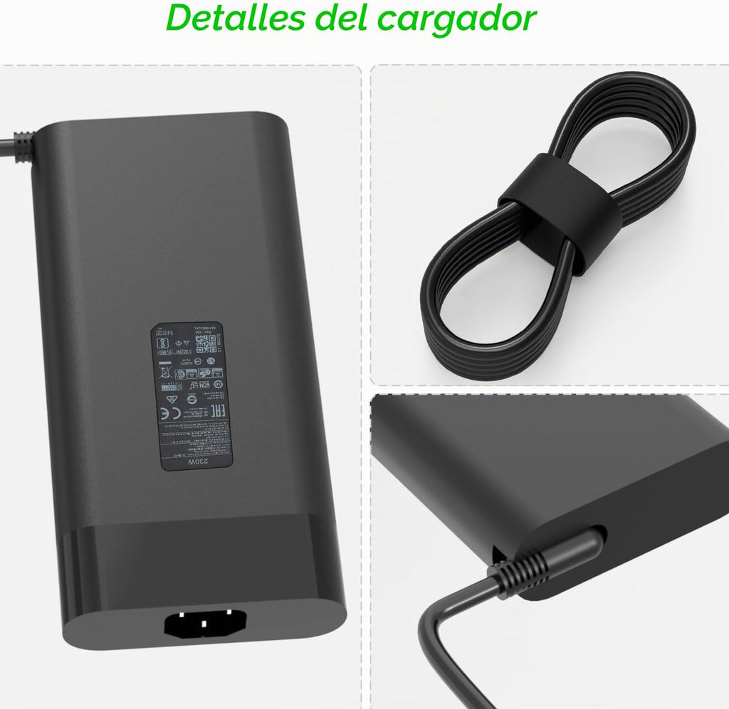 Cargador de portátil de CA delgado de 230 W para HP OMEN 15 16 15-en1013dx 15-ek1013dx 16-b1797nr 16-b1085nr 16-b0005dx 16-b0013dx 16-c0002dx 16-c0012dx ZZReservar Fury 16 Cable de alimentación G9 TPN-LA10 M41303-001 M35733-001