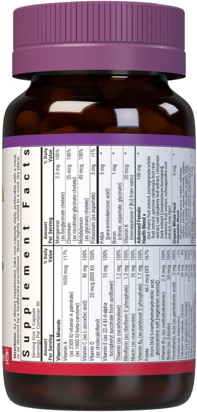Bluebonnet Nutrition Ladies One Vegetal Capsule, Whole Food Multipl...