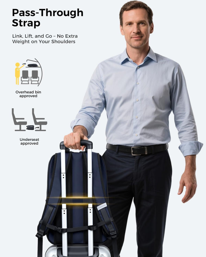 Lekespring Mochila delgada para laptop para hombre, Azul, 17,3 pulg.