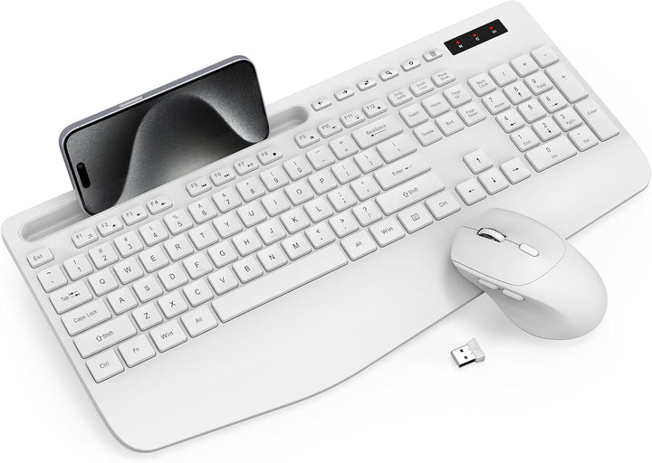 Combo de teclado y mouse inalámbricos, teclado ergonómico de tamaño...