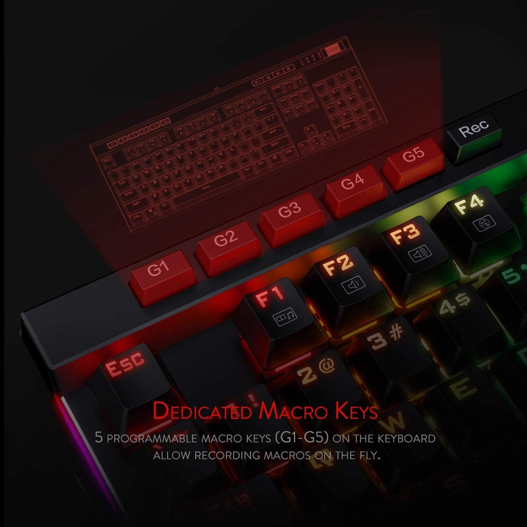 Redragon Teclado mecánico para juegos K580 VATA RGB LED retroilumin...