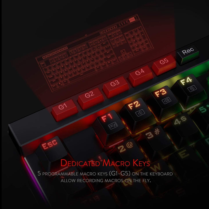 Redragon Teclado mecánico para juegos K580 VATA RGB LED retroilumin...