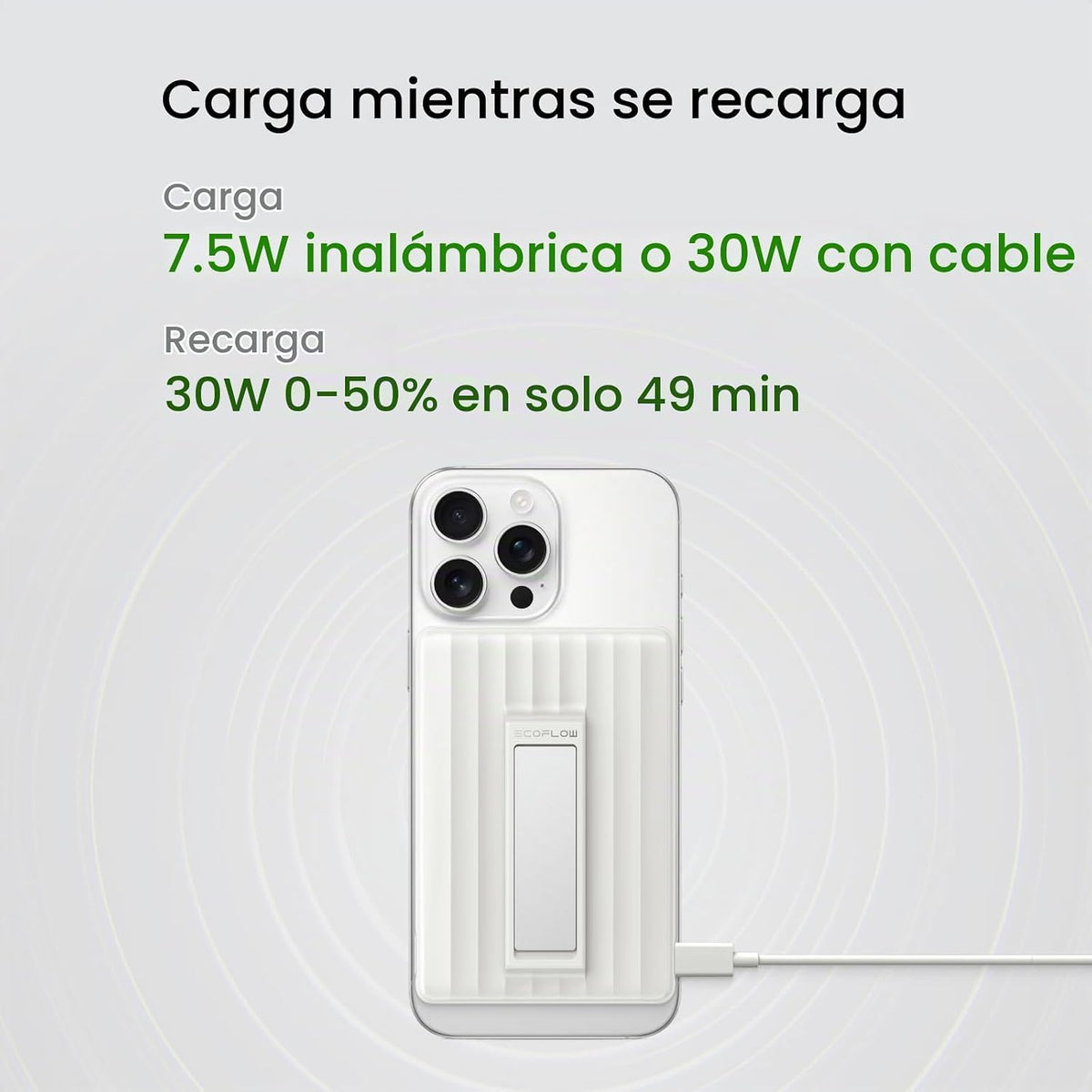 EF ECOFLOW Rapid Magsafe Power Bank 10,000mAh, 7.5W, carga magnética