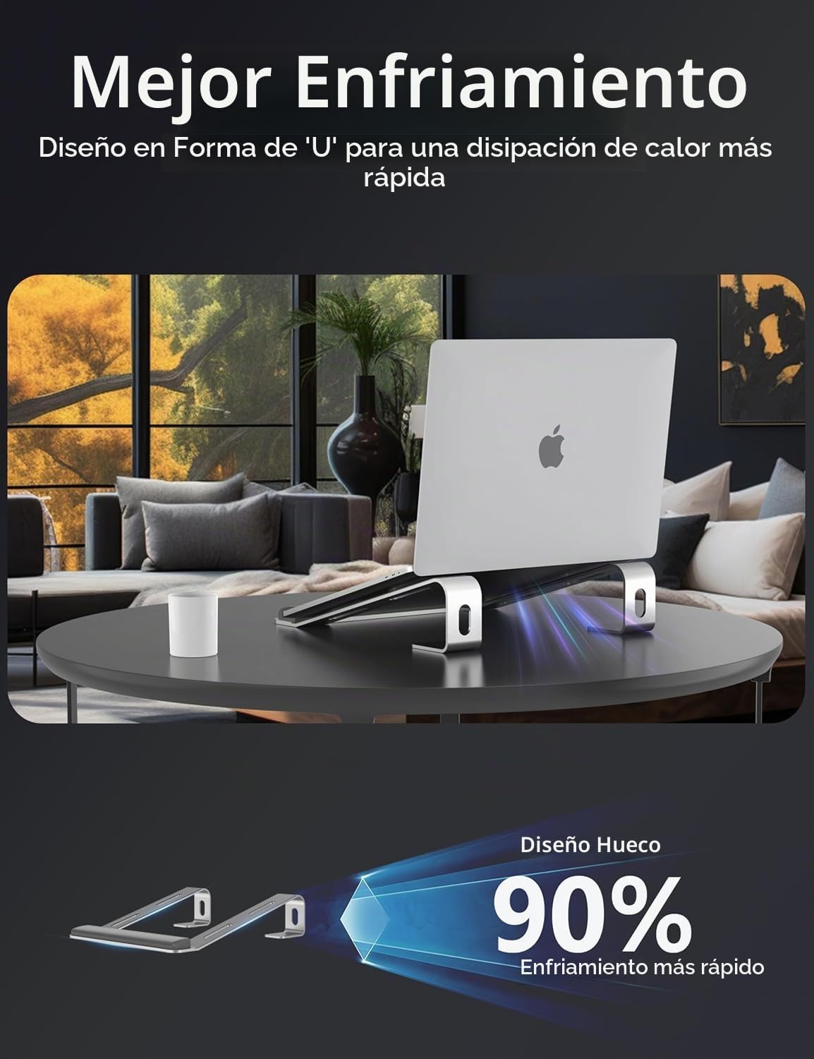 JCZT Soporte de aluminio para laptop, soporte para portátil con rep...