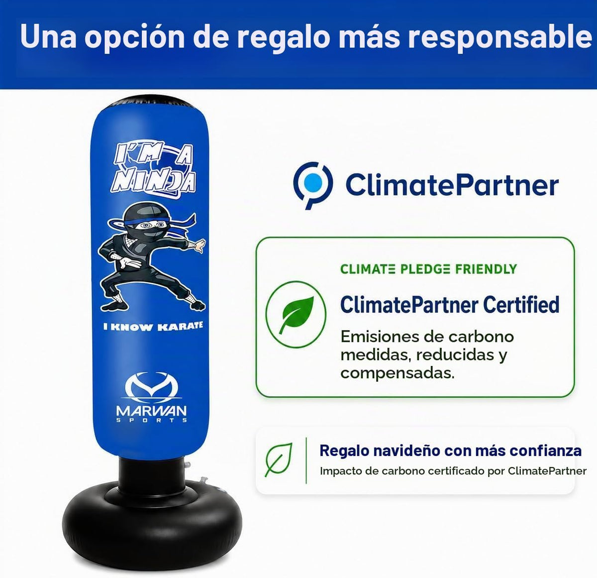Ninja - Saco de boxeo para niños, juguete sensorial inflable y regalo de cumpleaños para niños y niñas de 4 a 12 años, kit independiente 5 en 1 de 63 pulgadas, para apartamentos