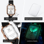 OLEVS Reloj para Mujer Casual Fashion Cuadrante Cuadrado Correa de Silicona Negra Elegante Delicado Cuarzo a Prueba de Agua Lectura Fácil