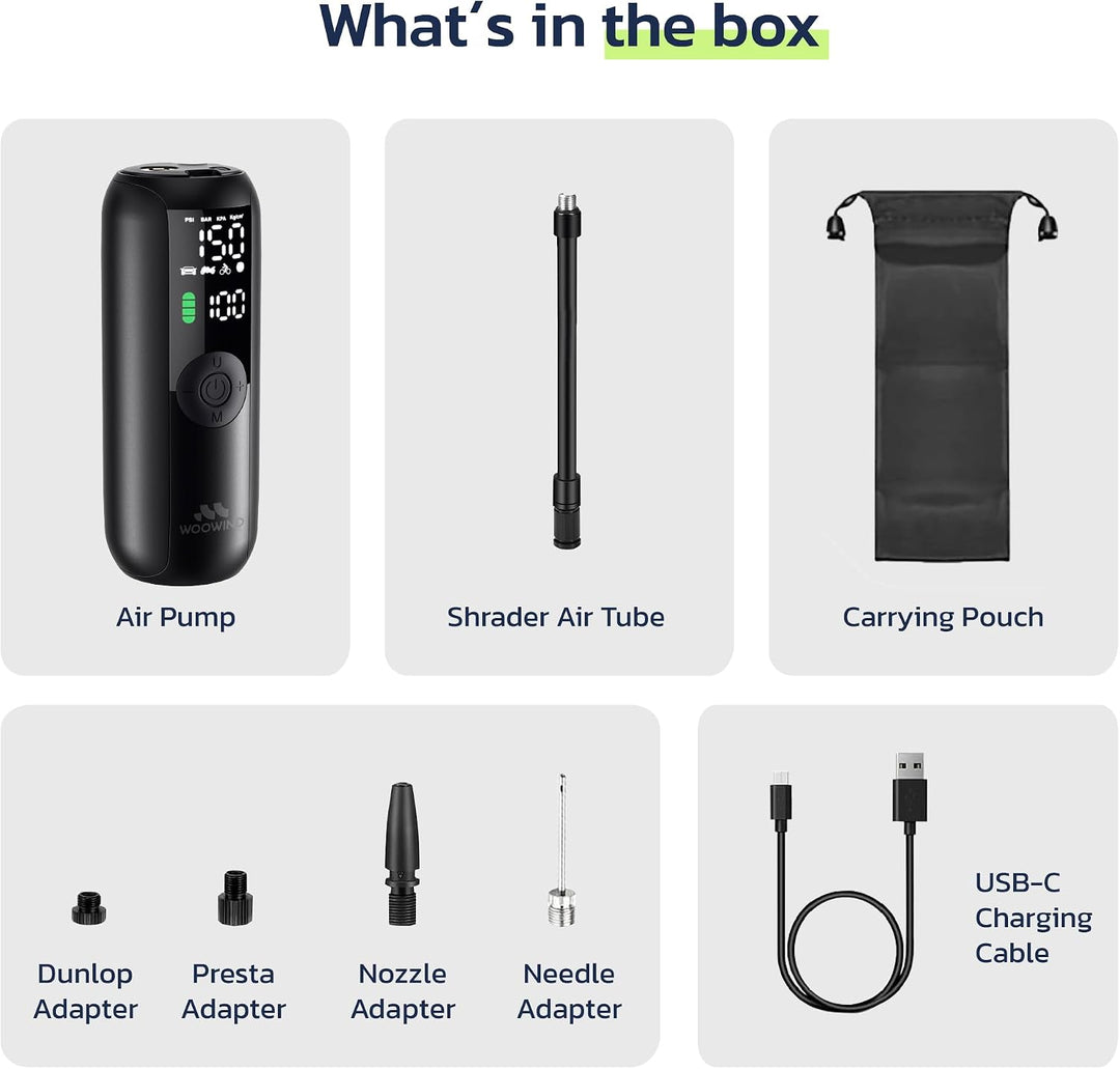 Woowind LP1 Compresor de aire portátil para bicicleta, inflador de...