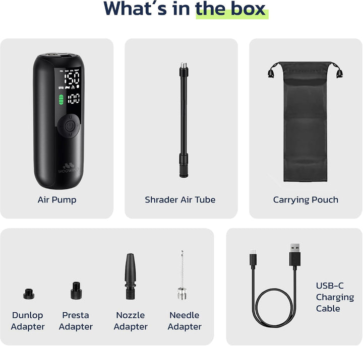 Woowind LP1 Compresor de aire portátil para bicicleta, inflador de...