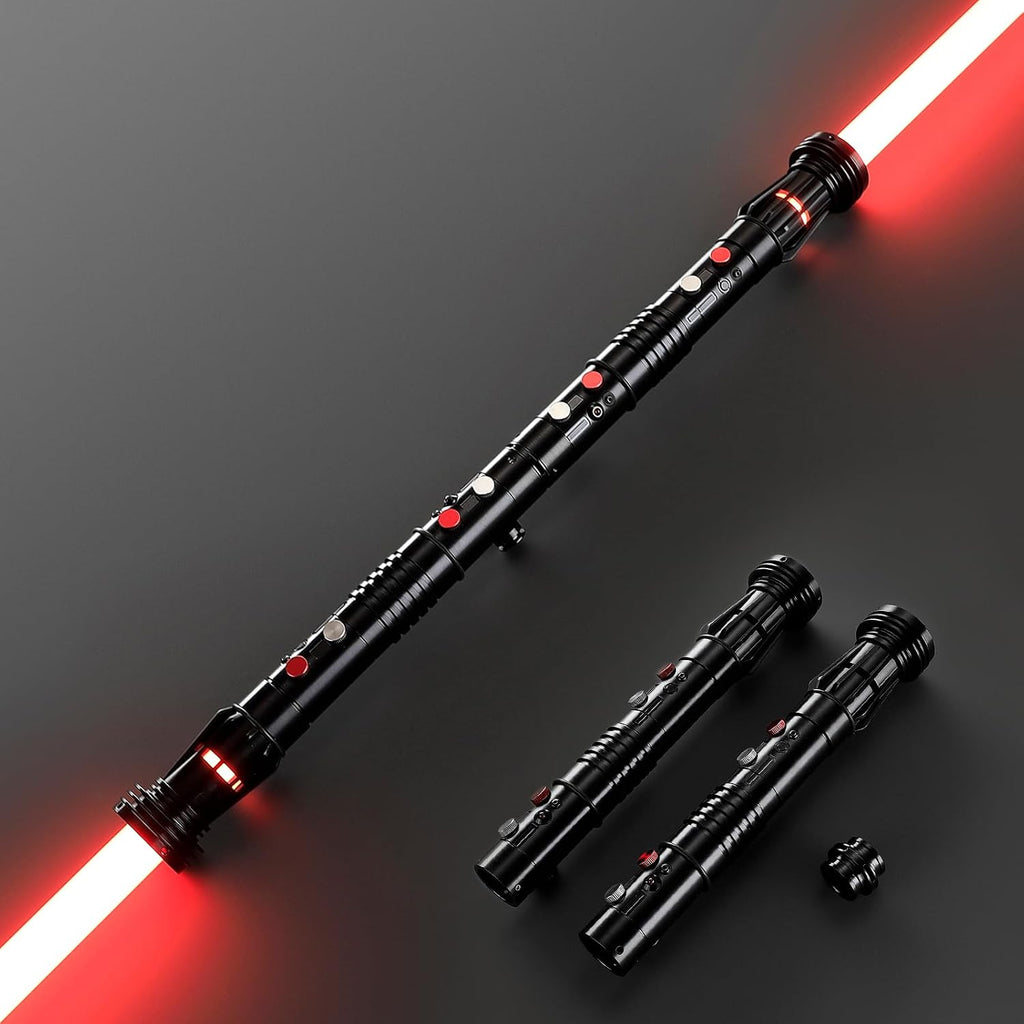 Sable de luz RGB3.0 de doble hoja con balanceo suave, sable de luz de duelo con control de movimiento, 16 fuentes de sonido, sables de luz con color infinito y 16 colores sólidos