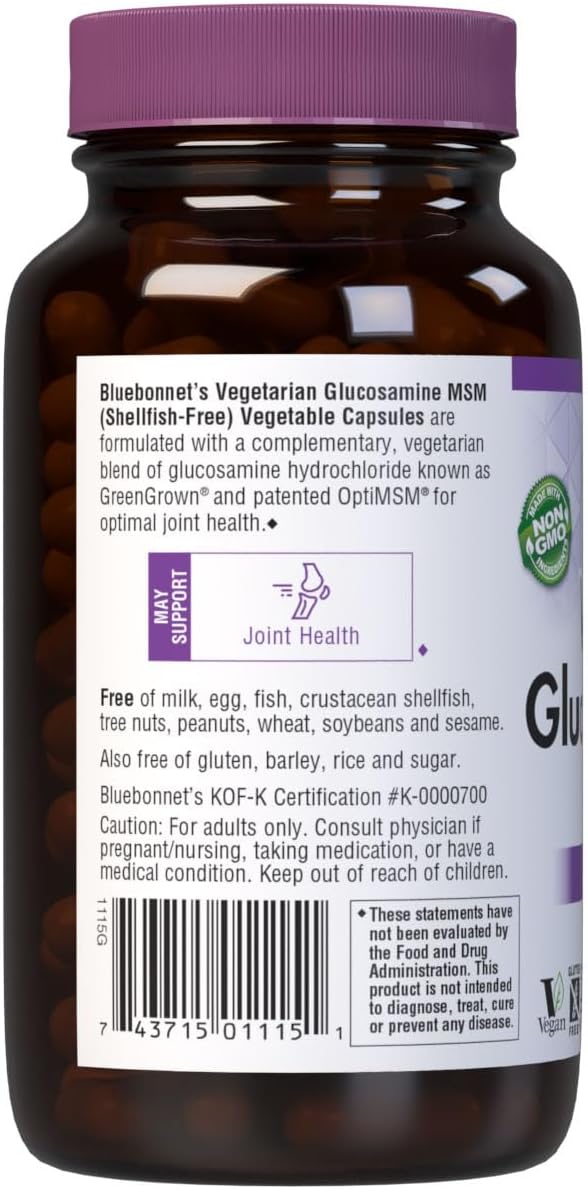 BlueBonnet Suplemento vegetariano de glucosamina Plus MSM, 120 unid...