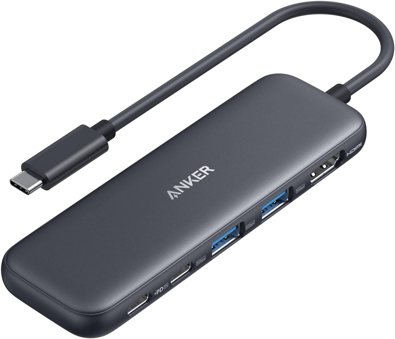 Anker Hub USB C, divisor USBC a HDMI 5 en 1 con pantalla 4K, 1 puer...