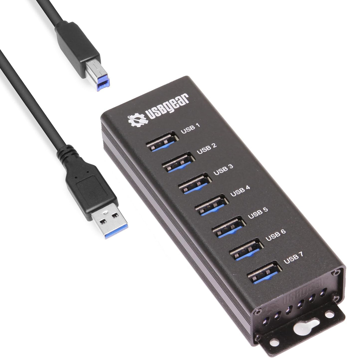 USBGear, USBG-BREC307, hub USB 3.2 de 7 puertos, alimentado, adaptador 5V/4A