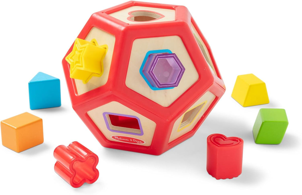 Melissa & Doug Geometric Wooden Shape Sorter 12-Sided Learning Toy
