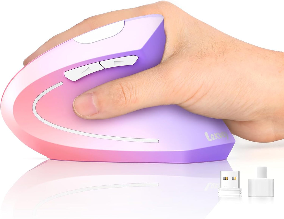 Lekvey Ratón ergonómico, ratón inalámbrico vertical USB C para MacBook Pro