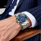 OLEVS Relojes para Hombres de Negocios de Acero Inoxidable, a Prueba de Agua, Estilo Casual Formal