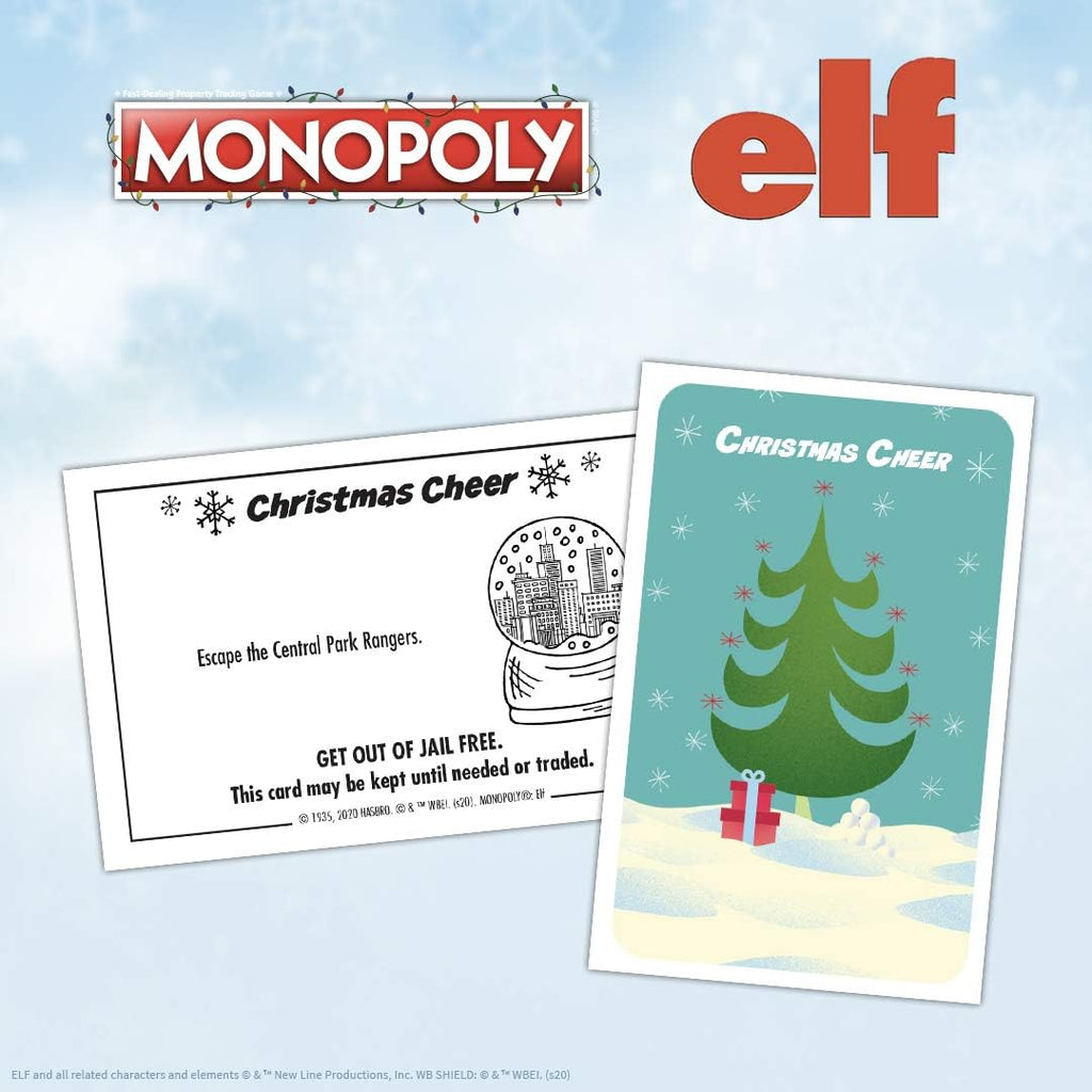 Monopoly Elf | Basado en la comedia navideña Elf | Juego de monopolio coleccionable con lugares familiares y momentos icónicos | Monopoly oficialmente licenciado