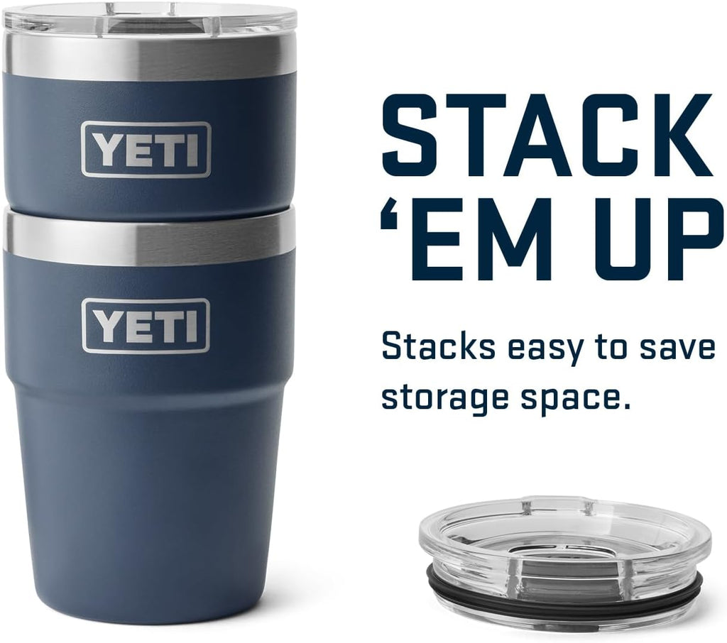 YETI Rambler - Vaso apilable de 16 onzas, aislado al vacío, de acero inoxidable con tapa MagSlider