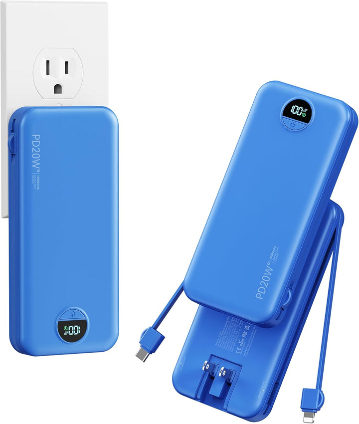 Banco de energía aonidi de 12000mAh ultraportátil con cables incorp...
