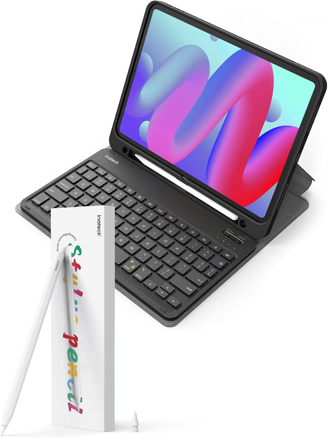 Inateck Teclado iPad de 10ª generación con lápiz capacitivo, lápiz de carga rápida de 5 minutos, KB04002 negro