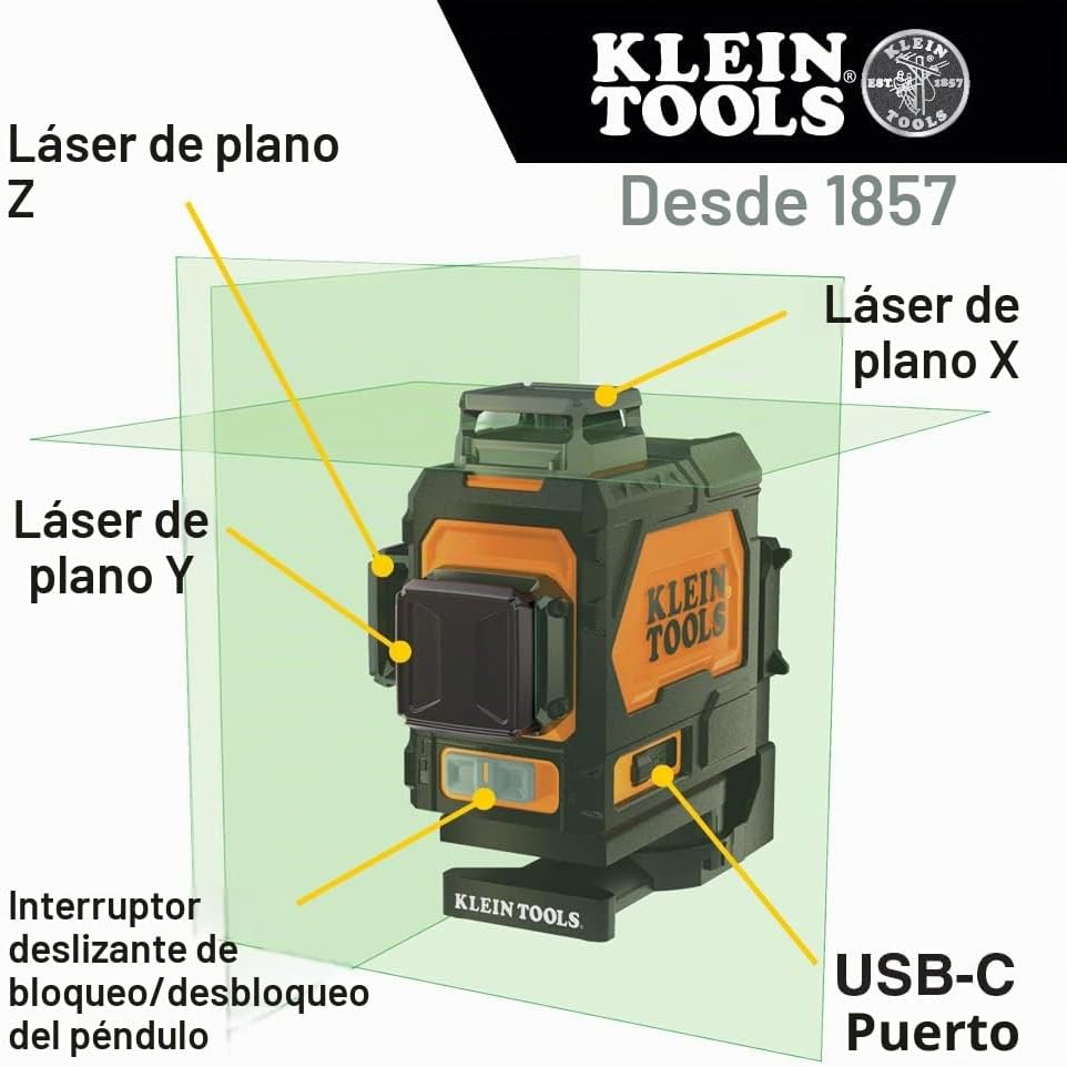 Klein Tools 80184 Kit de nivel láser verde con trípode, 2 piezas
