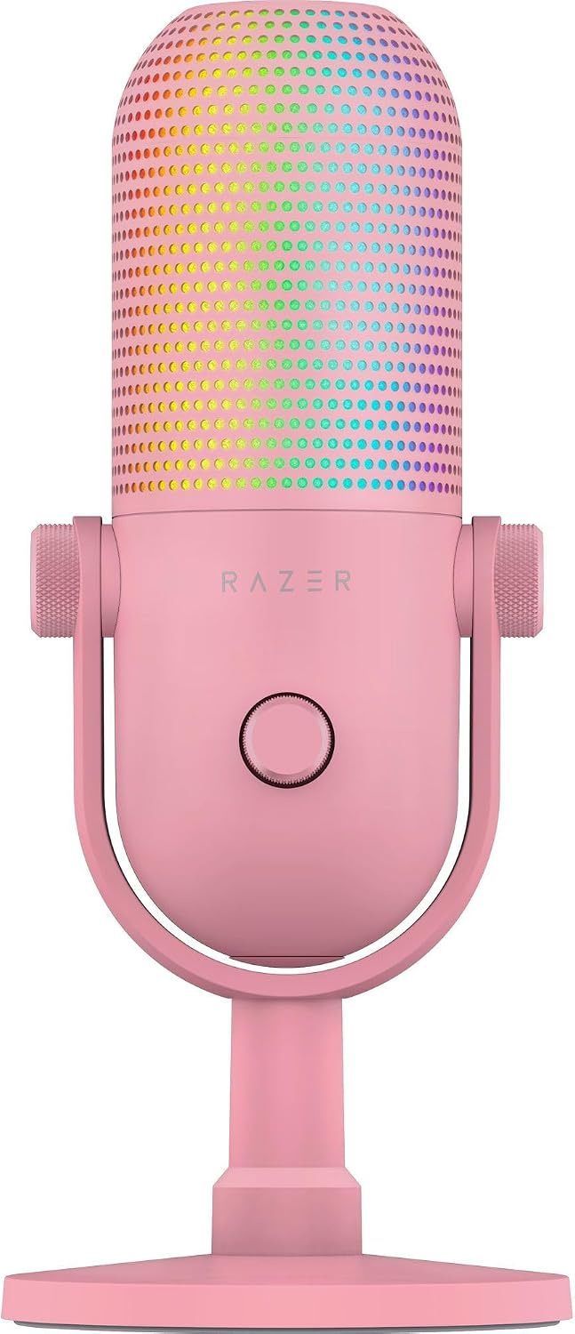 Razer Seiren V3 Chroma DSP de 32 bits, micrófono USB-C para PC y Mac, rosa