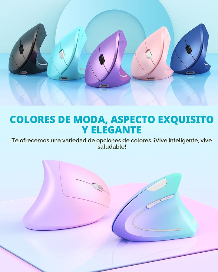 Lekvey Ratón ergonómico, ratón vertical inalámbrico, ratón recargab...