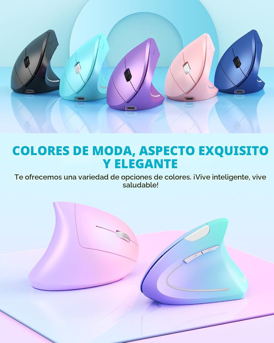 Lekvey Ratón ergonómico, ratón vertical inalámbrico, ratón recargab...