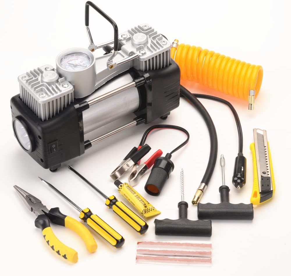 FLZOSPER Kit de compresor de aire de metal de 6 piezas DC 12V, bomb...