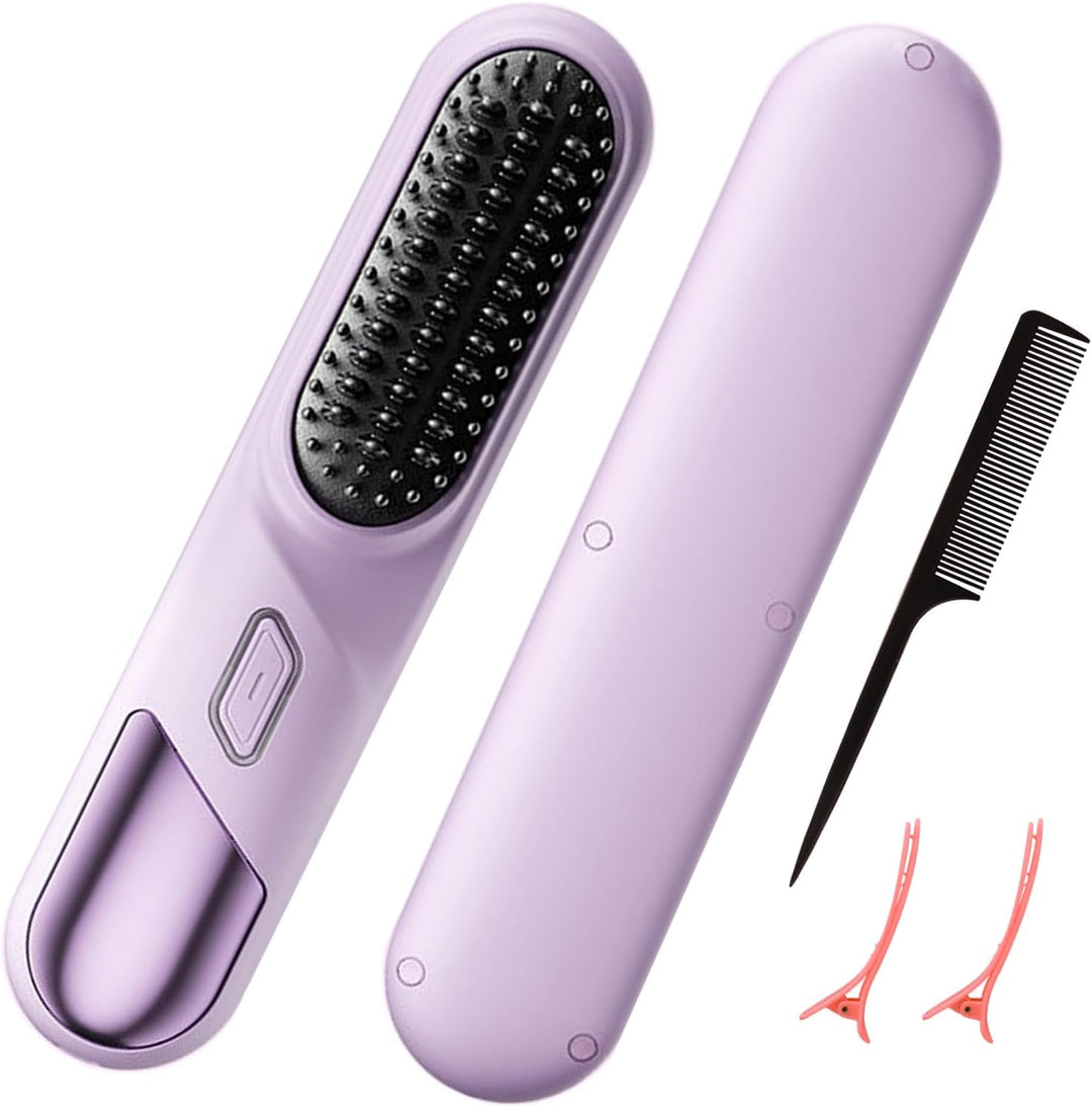Cepillo alisador de pelo inalámbrico, cepillo para alisar el cabell...