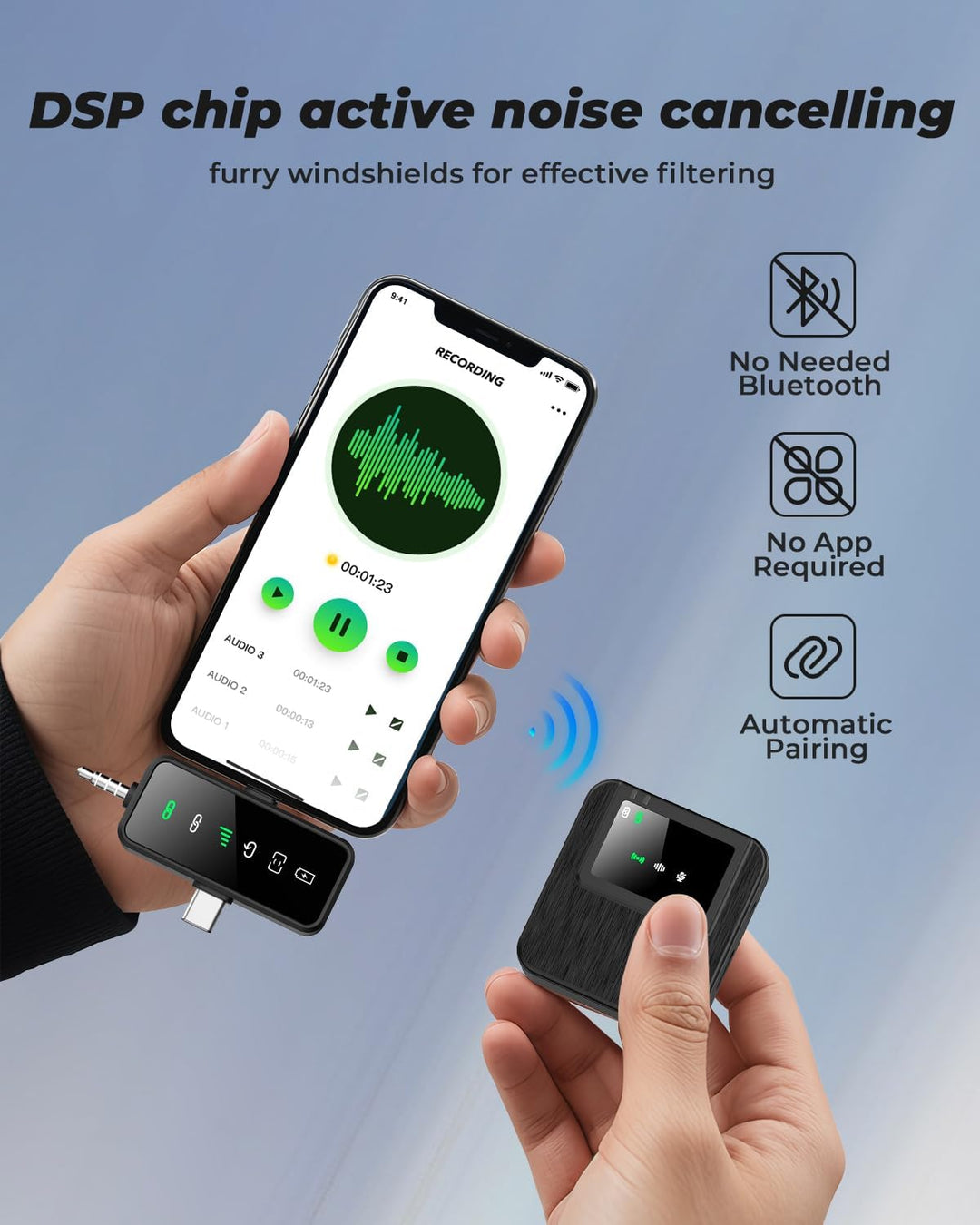 BAILIXIN Micrófono Lavalier inalámbrico para iPhone, Android, cámar...