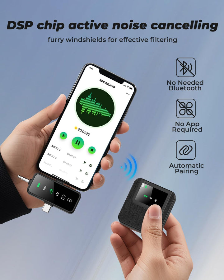 BAILIXIN Micrófono Lavalier inalámbrico para iPhone, Android, cámar...