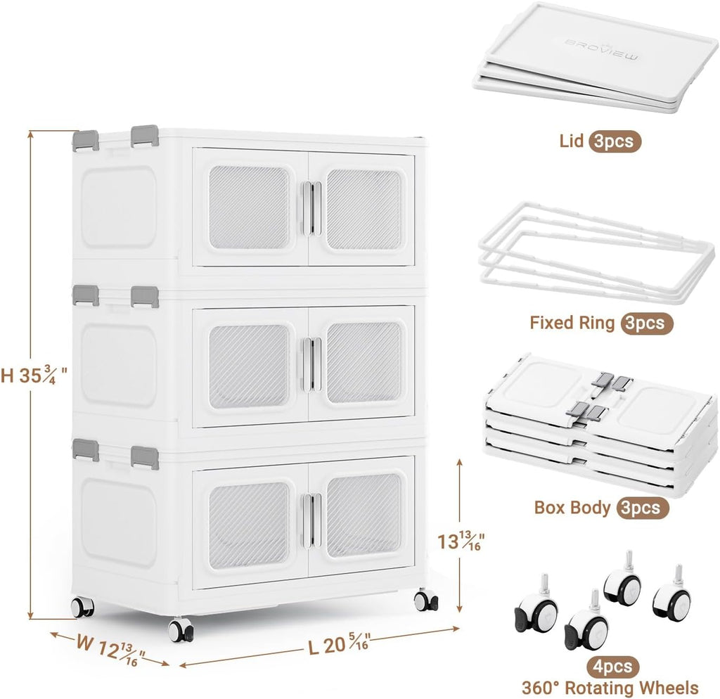 BROVIEW Contenedor de almacenamiento apilable extra grande de 180 cuartos