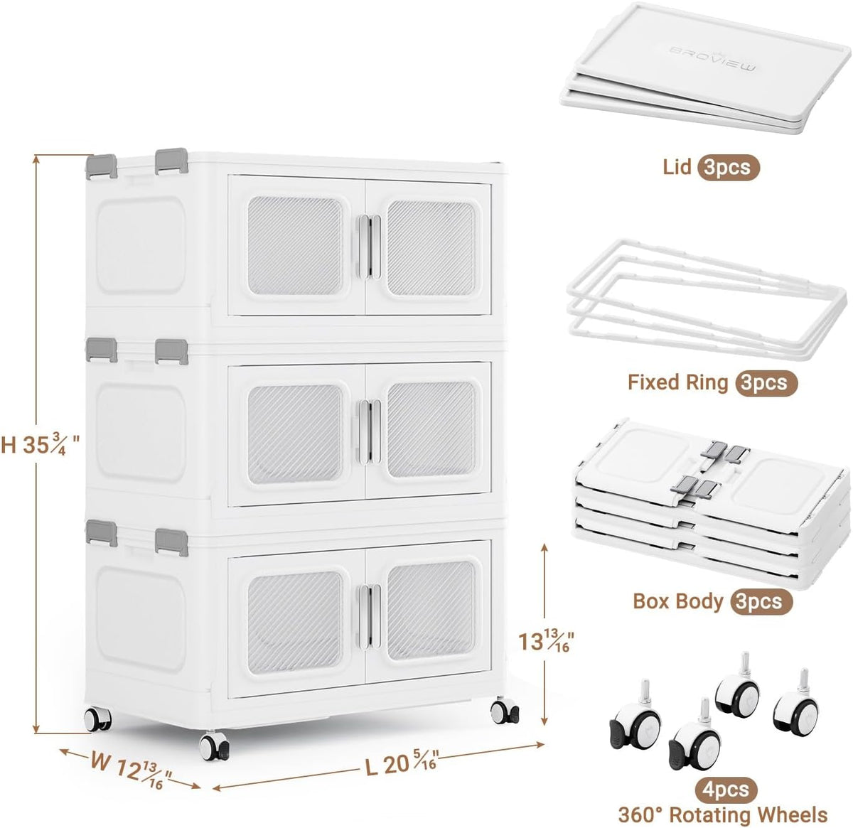 BROVIEW Contenedor de almacenamiento apilable extra grande de 180 cuartos