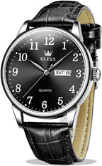 OLEVS Relojes de Cuero para Hombres, Casual, Fácil de leer, Quartz, Números, Resistente al Agua